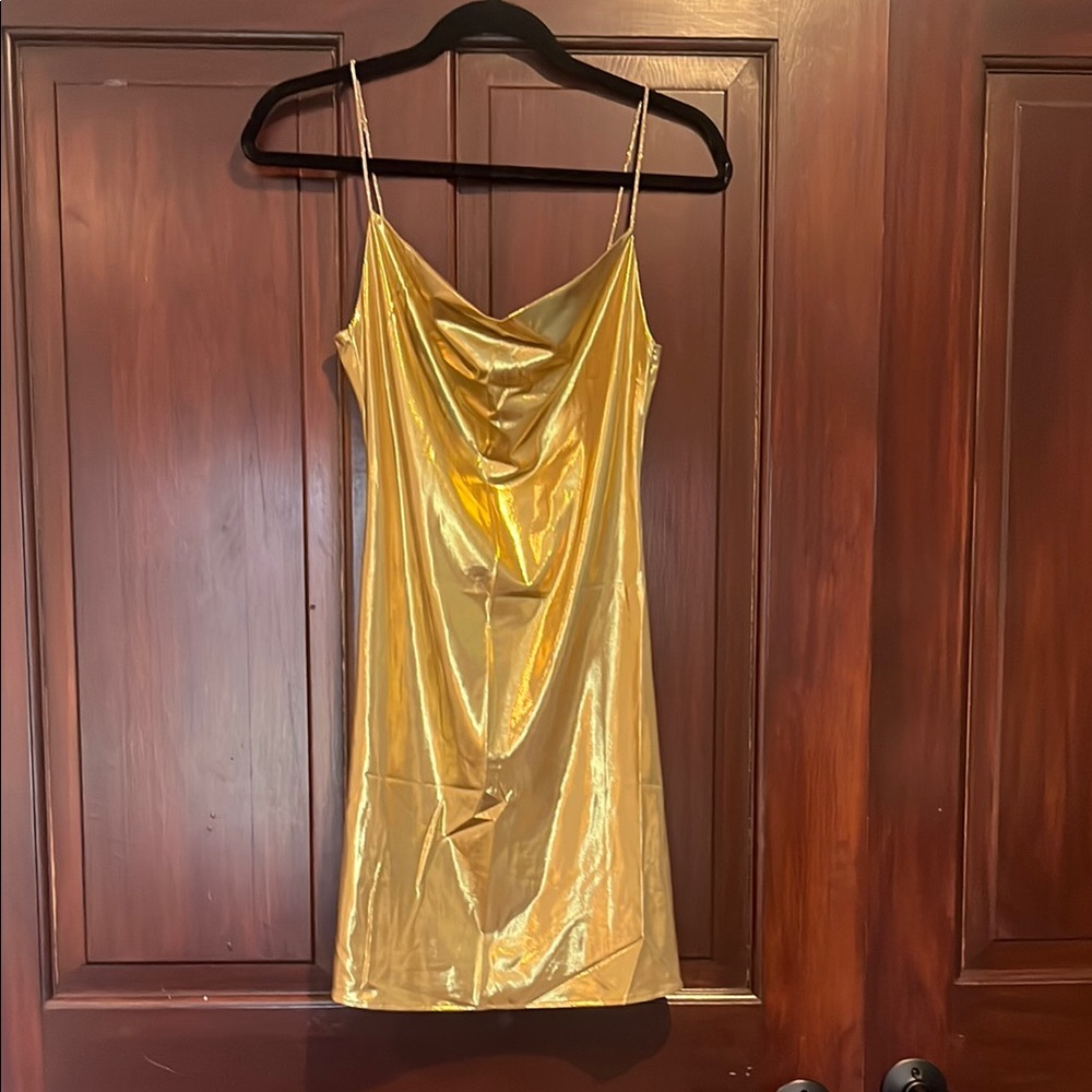 Gold Metallic Mini Dress